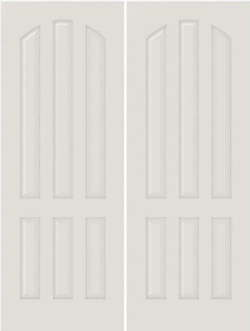 WDMA 20x80 Door (1ft8in by 6ft8in) Interior Swing Smooth 6080 MDF 6 Panel Arch Panel Double Door 1