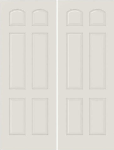 WDMA 20x80 Door (1ft8in by 6ft8in) Interior Bypass Smooth 6030 MDF 6 Panel Arch Panel Double Door 1