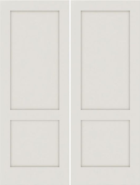 WDMA 20x80 Door (1ft8in by 6ft8in) Interior Swing Smooth 2010 MDF 2 Panel Shaker Double Door 1