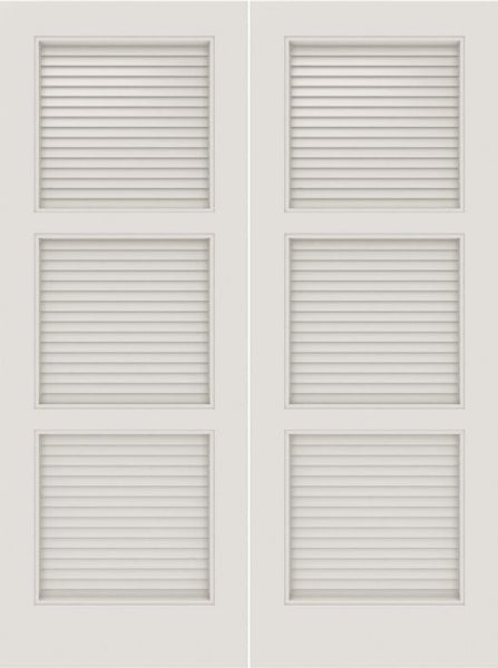 WDMA 20x80 Door (1ft8in by 6ft8in) Interior Barn Smooth SL-3100-LVR MDF 3 Panel Vented Louver Double Door 1