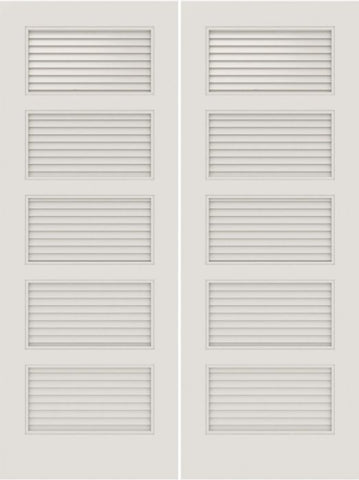 WDMA 20x80 Door (1ft8in by 6ft8in) Interior Barn Smooth SL-5100-LVR 5 Panel Vented Louver Double Door 1