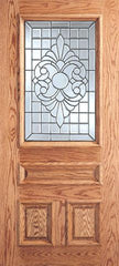 WDMA 30x80 Door (2ft6in by 6ft8in) Exterior Mahogany Scrollwork Grid Design Glass 3-Panel 1/2 Lite Single Door 1