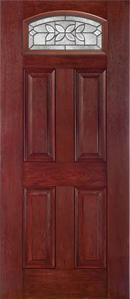 WDMA 30x80 Door (2ft6in by 6ft8in) Exterior Cherry Camber Top Single Entry Door CD Glass 1
