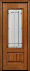 WDMA 30x96 Door (2ft6in by 8ft) Exterior Cherry 96in Plank Panel 3/4 Lite Single Entry Door Topaz Glass 1