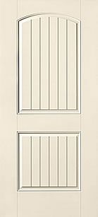 WDMA 32x80 Door (2ft8in by 6ft8in) Exterior Smooth Fiberglass Impact Door 6ft8in 2 Panel Plank Soft Arch 1