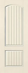 WDMA 32x96 Door (2ft8in by 8ft) Exterior Smooth Fiberglass Impact Door 8ft 2 Panel Plank Soft Arch 1