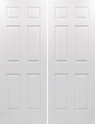 WDMA 36x80 Door (3ft by 6ft8in) Interior Swing Woodgrain 80in Colonist Hollow Core Textured Double Door|1-3/8in Thick 1