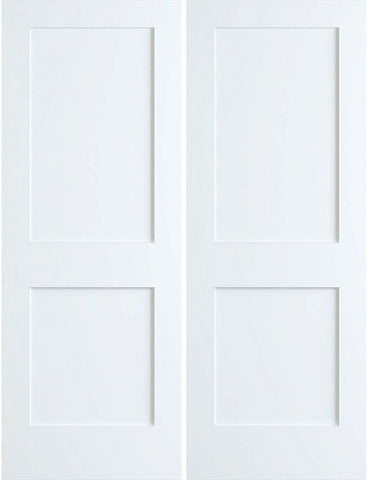 WDMA 36x96 Door (3ft by 8ft) Interior Swing Pine 96in Primed 2 Panel Shaker Double Door | 4102 1