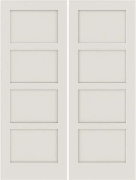 WDMA 36x96 Door (3ft by 8ft) Interior Swing Smooth 96in Primed 4 Panel Shaker Double Door|1-3/8in Thick 1