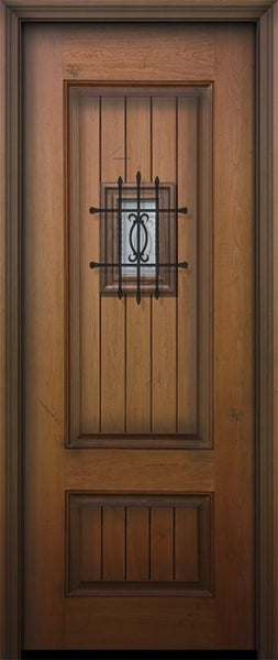 WDMA 36x96 Door (3ft by 8ft) Exterior Mahogany 96in 2 Panel Square V-Grooved Door with Speakeasy 1