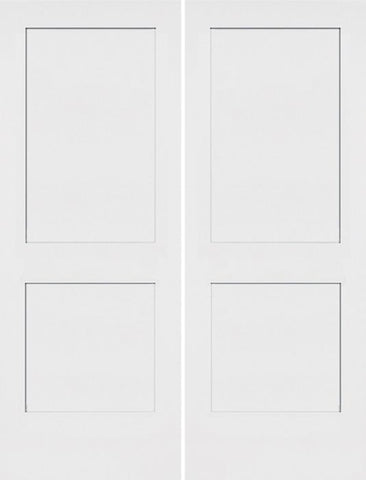 WDMA 40x80 Door (3ft4in by 6ft8in) Interior Swing Smooth 80in Monroe 2 Panel Shaker Hollow Core Double Door|1-3/8in Thick 1