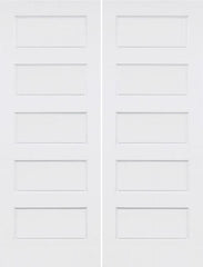 WDMA 40x80 Door (3ft4in by 6ft8in) Interior Barn Smooth 80in Conmore 5 Panel Shaker Solid Core Double Door|1-3/4in Thick 1