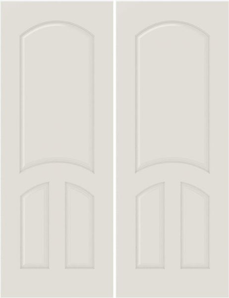 WDMA 40x84 Door (3ft4in by 7ft) Interior Swing Smooth 3230 MDF 3 Panel Arch Panel Double Door 1