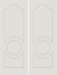WDMA 40x84 Door (3ft4in by 7ft) Interior Barn Smooth 3140 MDF 3 Panel Arch Panel Circle Double Door 1