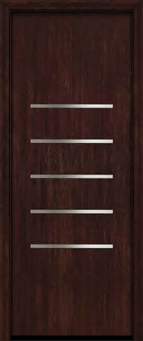 WDMA 42x96 Door (3ft6in by 8ft) Exterior Cherry 96in Contemporary Stainless Steel Bars Single Fiberglass Entry Door FC871SS 1