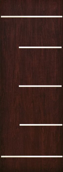 WDMA 42x96 Door (3ft6in by 8ft) Exterior Cherry 96in Contemporary Stainless Steel Bars Single Fiberglass Entry Door FC873SS 1