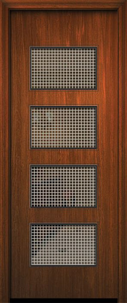 WDMA 42x96 Door (3ft6in by 8ft) Exterior Mahogany 42in x 96in Santa Monica Solid Contemporary Door w/Metal Grid 1