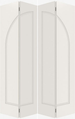 WDMA 44x80 Door (3ft8in by 6ft8in) Interior Bifold Smooth 1070 MDF Pair 1 Panel Round Panel Double Door 1