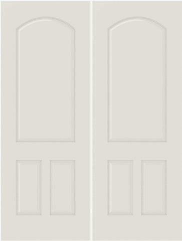 WDMA 44x80 Door (3ft8in by 6ft8in) Interior Bypass Smooth 3200 MDF 3 Panel Arch Panel Double Door 1