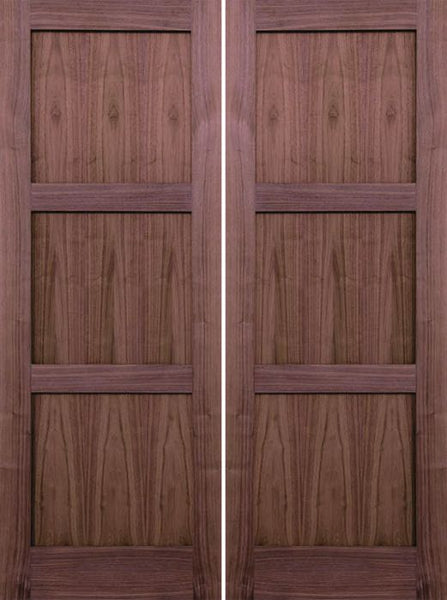 WDMA 48x80 Door (4ft by 6ft8in) Interior Walnut 80in 3 Panel Square Sticking Compression Fit Double Door 1