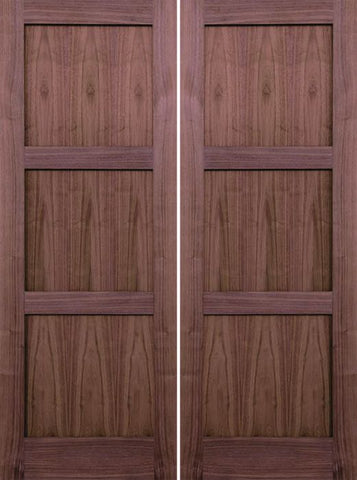 WDMA 48x80 Door (4ft by 6ft8in) Interior Walnut 80in 3 Panel Square Sticking Compression Fit Double Door 1