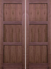 WDMA 48x80 Door (4ft by 6ft8in) Interior Walnut 80in 3 Panel Square Sticking Compression Fit Double Door 1