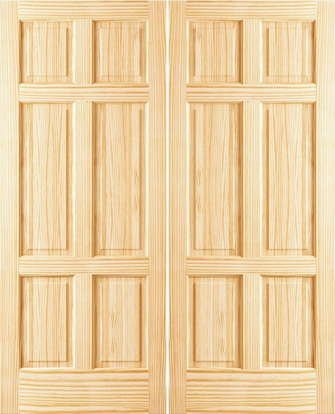 WDMA 48x80 Door (4ft by 6ft8in) Interior Barn Pine 80in 6 Panel Clear Double Door 1
