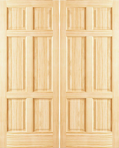WDMA 48x80 Door (4ft by 6ft8in) Interior Barn Pine 80in 6 Panel Clear Double Door 1