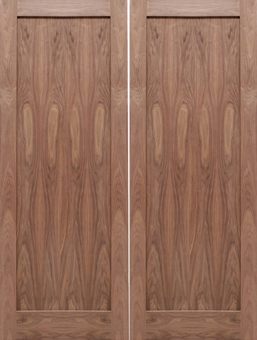 WDMA 48x80 Door (4ft by 6ft8in) Interior Barn Walnut 1-Panel Solid Shaker Style Double Door SH-13 1
