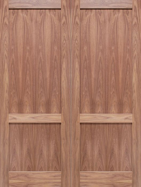 WDMA 48x80 Door (4ft by 6ft8in) Interior Barn Walnut 2-Panel Solid Shaker Style Double Door SH-17 1