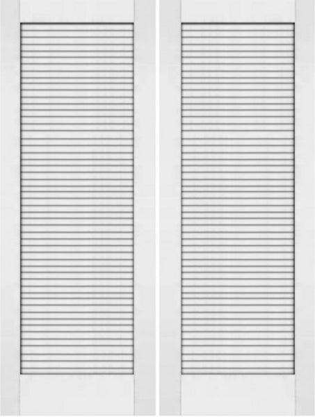 WDMA 48x80 Door (4ft by 6ft8in) Interior Barn Pine 80in Primed Plantation Louvers Double Door | 733 1