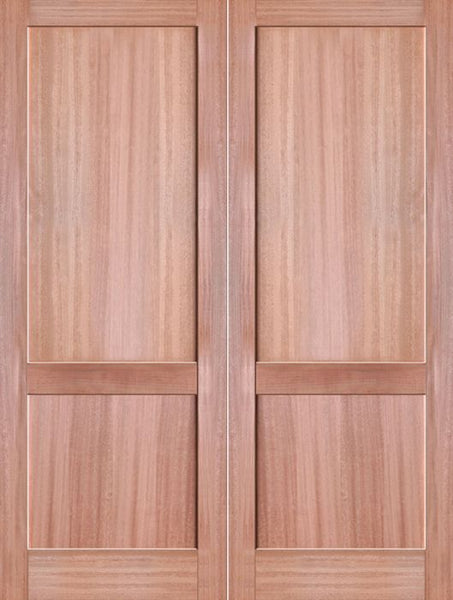 WDMA 48x80 Door (4ft by 6ft8in) Interior Barn Mahogany 2-Panel Solid Shaker Style Double Door SH-17 1