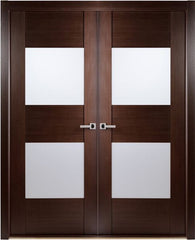 WDMA 48x80 Door (4ft by 6ft8in) Interior Barn Wenge Contemporary African Double Door with Frosted Glass 1
