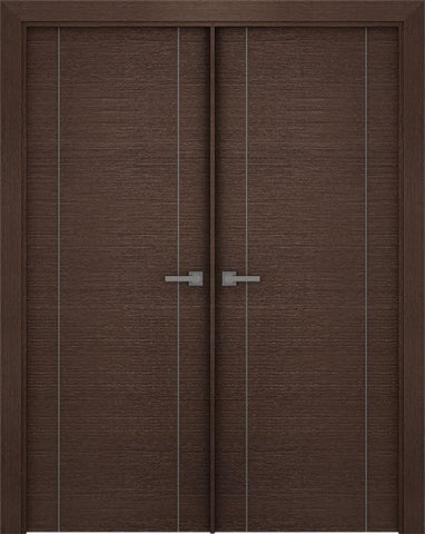 WDMA 48x80 Door (4ft by 6ft8in) Interior Pocket Wenge Prefinished Maya V-V Modern Double Door 1
