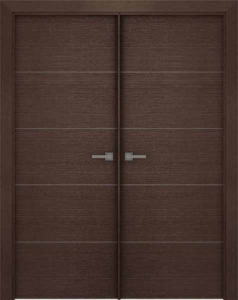 WDMA 48x80 Door (4ft by 6ft8in) Interior Swing Wenge Prefinished Maya 4P Modern Double Door 1