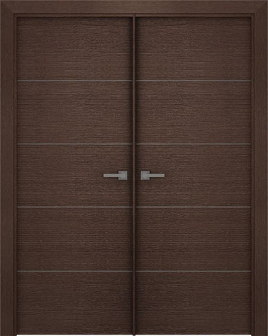 WDMA 48x80 Door (4ft by 6ft8in) Interior Swing Wenge Prefinished Maya 4P Modern Double Door 1