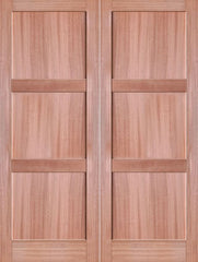 WDMA 48x80 Door (4ft by 6ft8in) Interior Swing Mahogany 3-Panel Solid Shaker Style Double Door SH-18 1