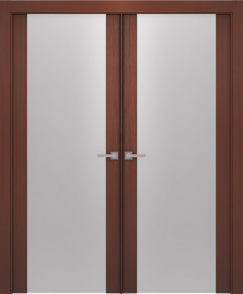 WDMA 48x80 Door (4ft by 6ft8in) Interior Swing Wenge Prefinished 101 French Modern Double Door 1