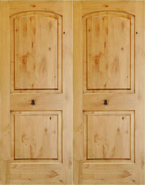 WDMA 48x80 Door (4ft by 6ft8in) Interior Barn Knotty Alder 80in 2 Panel Arch Double Door 1-3/4in Thick KW-121 1
