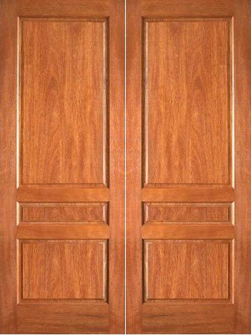 WDMA 48x80 Door (4ft by 6ft8in) Interior Barn Mahogany P-630 3 Panel Double Door 1