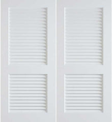 WDMA 48x80 Door (4ft by 6ft8in) Interior Swing Pine 80in Primed Plantation Louvers Double Door | 784 1