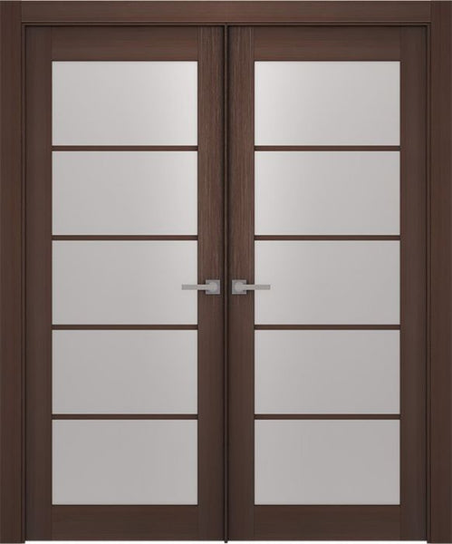 WDMA 48x80 Door (4ft by 6ft8in) Interior Barn Wenge Prefinished Maya 5 Lite Modern Double Door 1