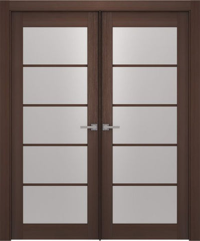 WDMA 48x80 Door (4ft by 6ft8in) Interior Barn Wenge Prefinished Maya 5 Lite Modern Double Door 1