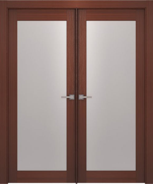 WDMA 48x80 Door (4ft by 6ft8in) Interior Barn Wenge Prefinished 1 Lite French Modern Double Door 1