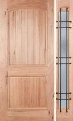 WDMA 48x80 Door (4ft by 6ft8in) Exterior Walnut Rustica Single Door/1side Reed Glass and Cage 1