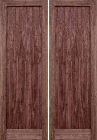 WDMA 48x96 Door (4ft by 8ft) Interior Walnut 96in 1 Panel Square Sticking Compression Fit Double Door 1