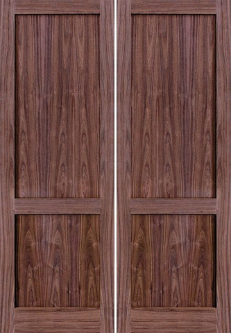 WDMA 48x96 Door (4ft by 8ft) Interior Walnut 96in 2 Panel Square Sticking Compression Fit Double Door 1