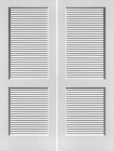 WDMA 48x96 Door (4ft by 8ft) Interior Swing Pine 96in Primed Louver Over Louver Double Door | 730 1