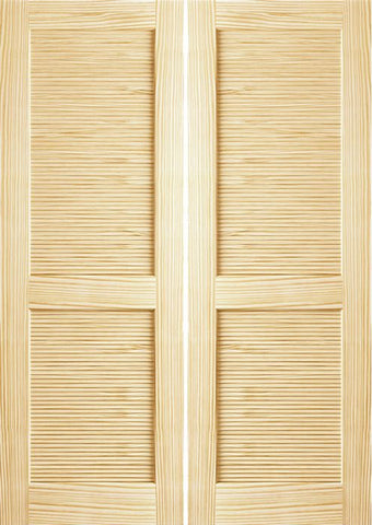 WDMA 48x96 Door (4ft by 8ft) Interior Barn Pine 96in Louver/Louver Clear Double Door 1