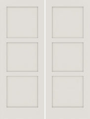 WDMA 48x96 Door (4ft by 8ft) Interior Swing Smooth 96in Primed 3 Panel Shaker Double Door|1-3/4in Thick 1